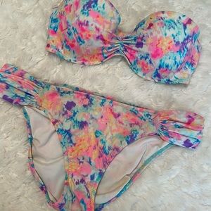 Victoria’s Secret multi print strapless bikini